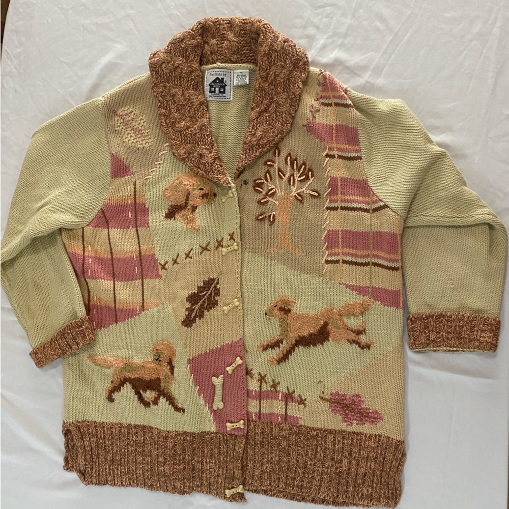 Storybook Knits Beige and Brown Dog Cardigan